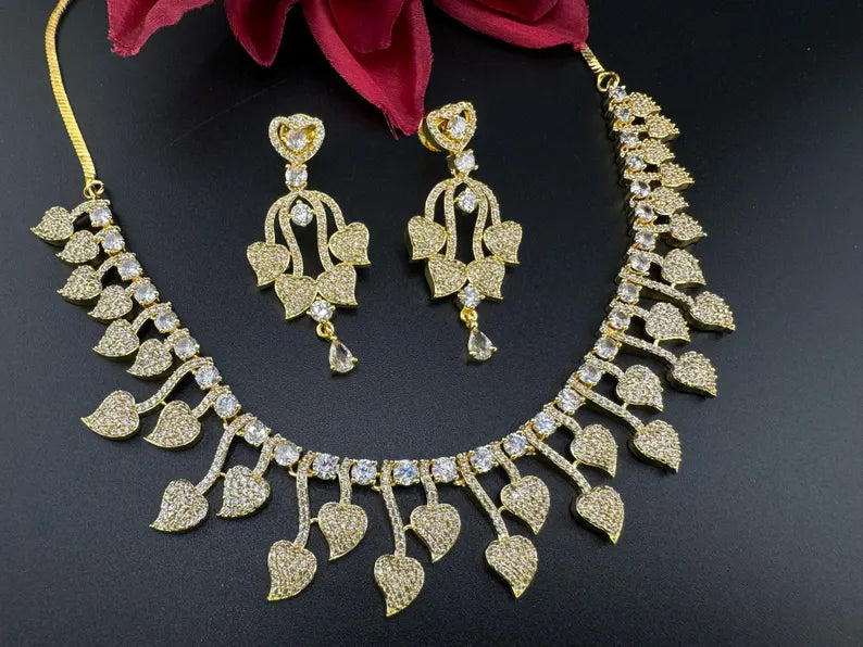 Premium Quality American Diamond, Cubic Zirconia Gold Necklace set