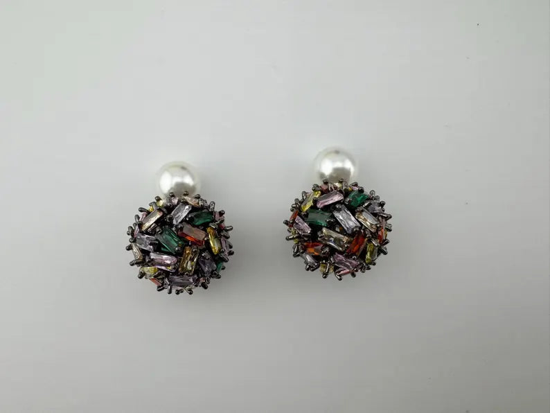 Premium Unique Cubic Zirconia Studs with Pearl Backing