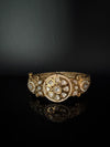 Moissanite Kundan, Pearl, CZ Designer Bracelet Bangle, Matt Gold Polish (Fits upto 2.6" Wrist)