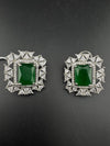 Cubic Zirconia, Diamond, Green Doublet stud earrings, Indian Jewelry