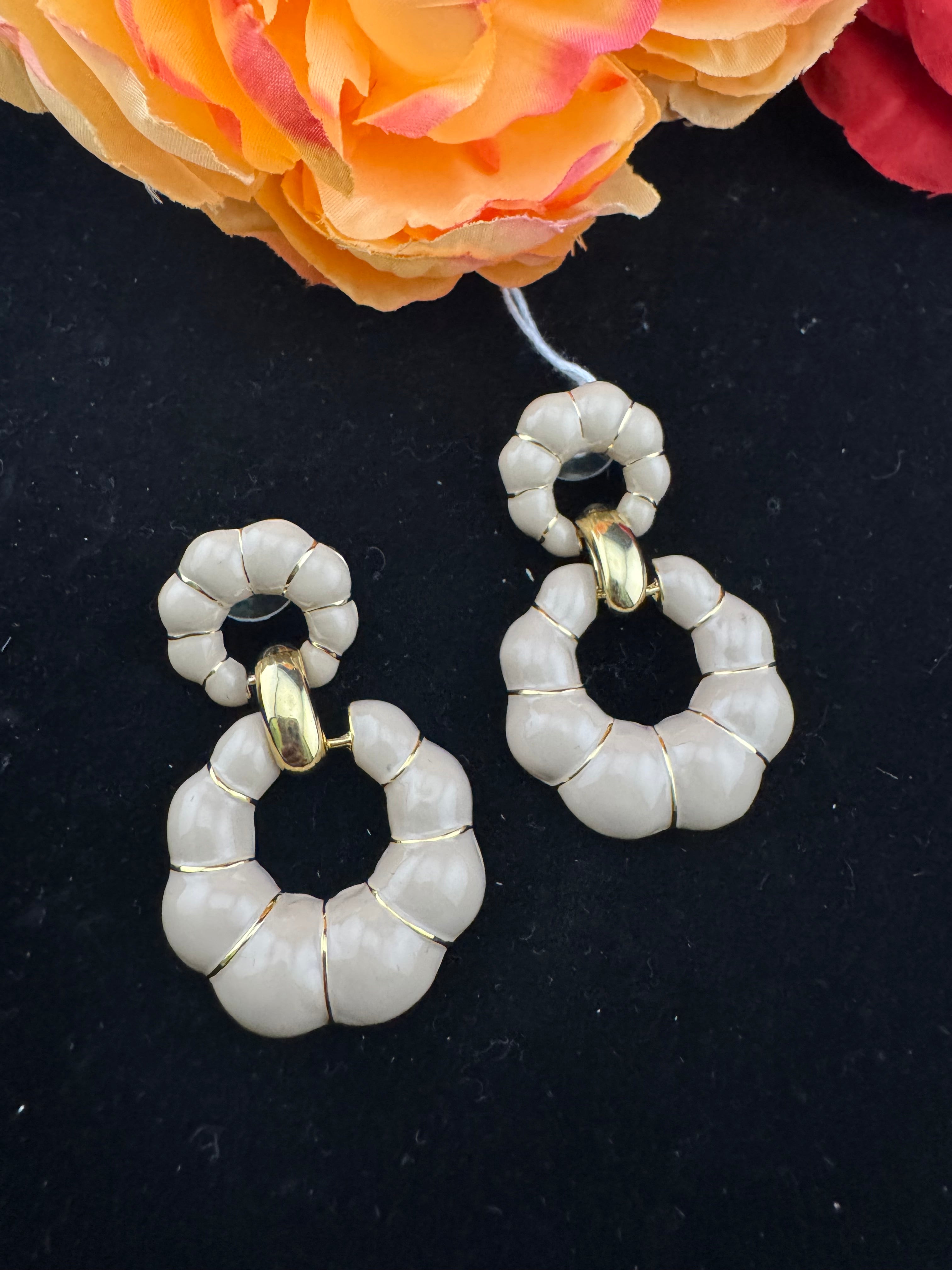 High Quality Premium Enamel and gold Designer Drop Earrings