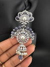 Premium Cubic Zirconia Pearl Chandelier Long earrings is designer Inspired, Statement Long Big earring, Bridal, Party, Wedding jewelry,
