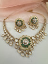 Kundan, Moissanite, MOP, CZ Flexible Gold necklace set, Indian Bridal Jewelry