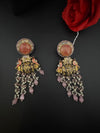 Matt Gold, kundan, Doublet stone, Pearls ChandBali Very long Earrings, Amrapali designer jewelry