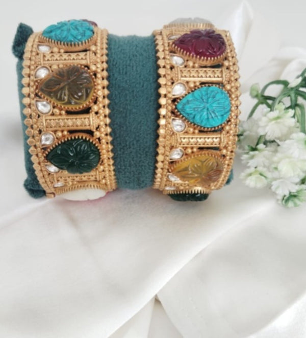 Amrapali,stones, Moissanite Kundan only 1 Banglebracelet (size-2.4", Fits 2.6" upto wrists sizes)
