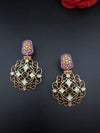 Antique Gold, Enamel, Stones Chandbali Dangle Earrings, Amrapali inspired Designer jewelry