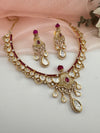 Kundan, Moissanite, MOP, CZ Flexible Gold necklace set, Indian Bridal Jewelry