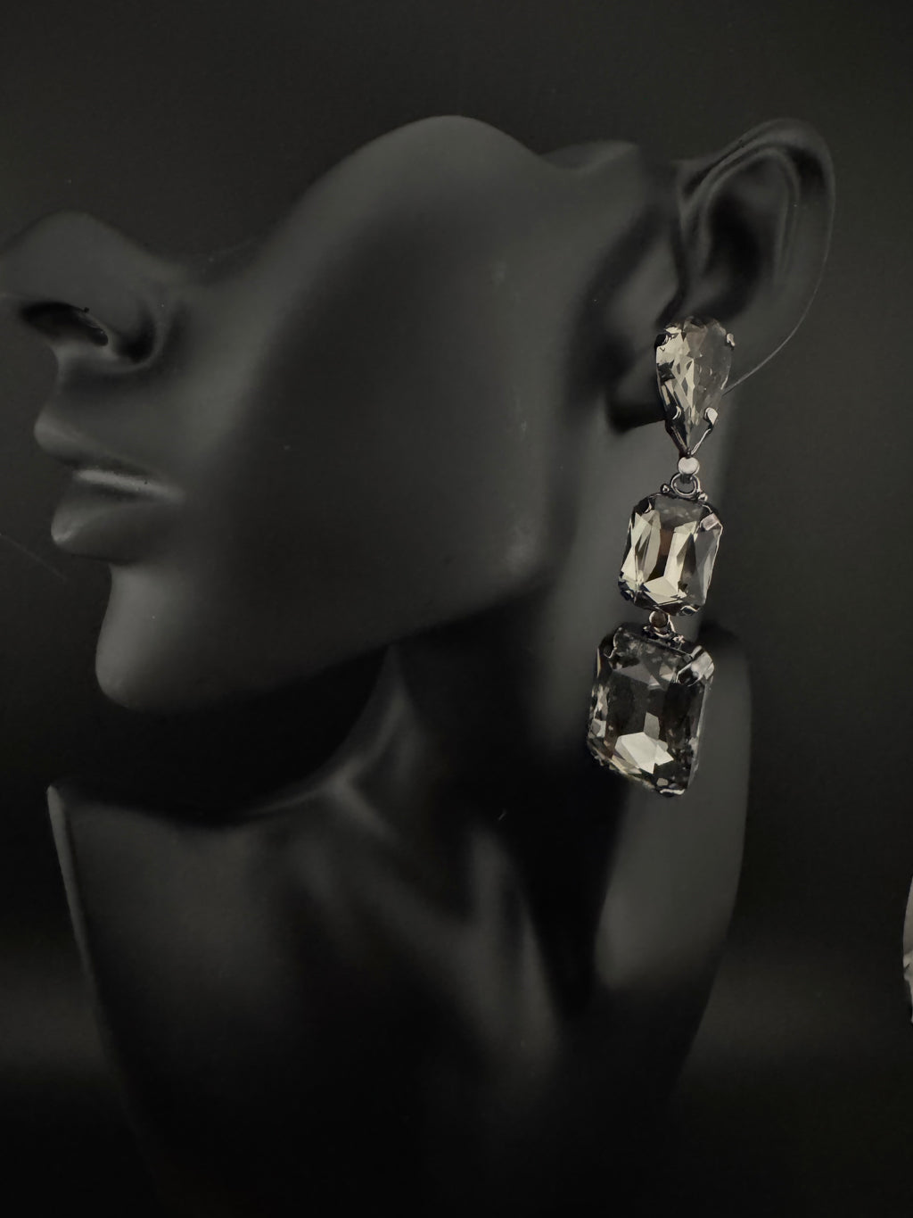 Premium Crystal Long Drop Swarovski inspired designer earrings/Indian earring/Bridal Jewelry/Grey Crystal/Pink Crystals