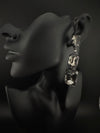 Premium Crystal Long Drop Swarovski inspired designer earrings/Indian earring/Bridal Jewelry/Grey Crystal/Pink Crystals