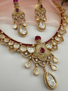 Kundan, Moissanite, MOP, CZ Flexible Gold necklace set, Indian Bridal Jewelry