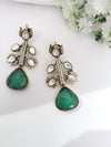 Designer inspired, Doublet stone uncut kundan and CZ chandbali Drop earrings, Indian Jewelry