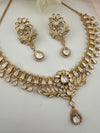 Moissanite Kundan Gold necklace set, Indian Bridal Jewelry set