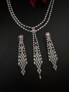 Crystals and CZ Diamond Statement double Layered Necklace Set, White Gold Plated Choker set