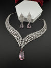 CZ Diamond Statement Necklace Set, White Gold Plated Choker