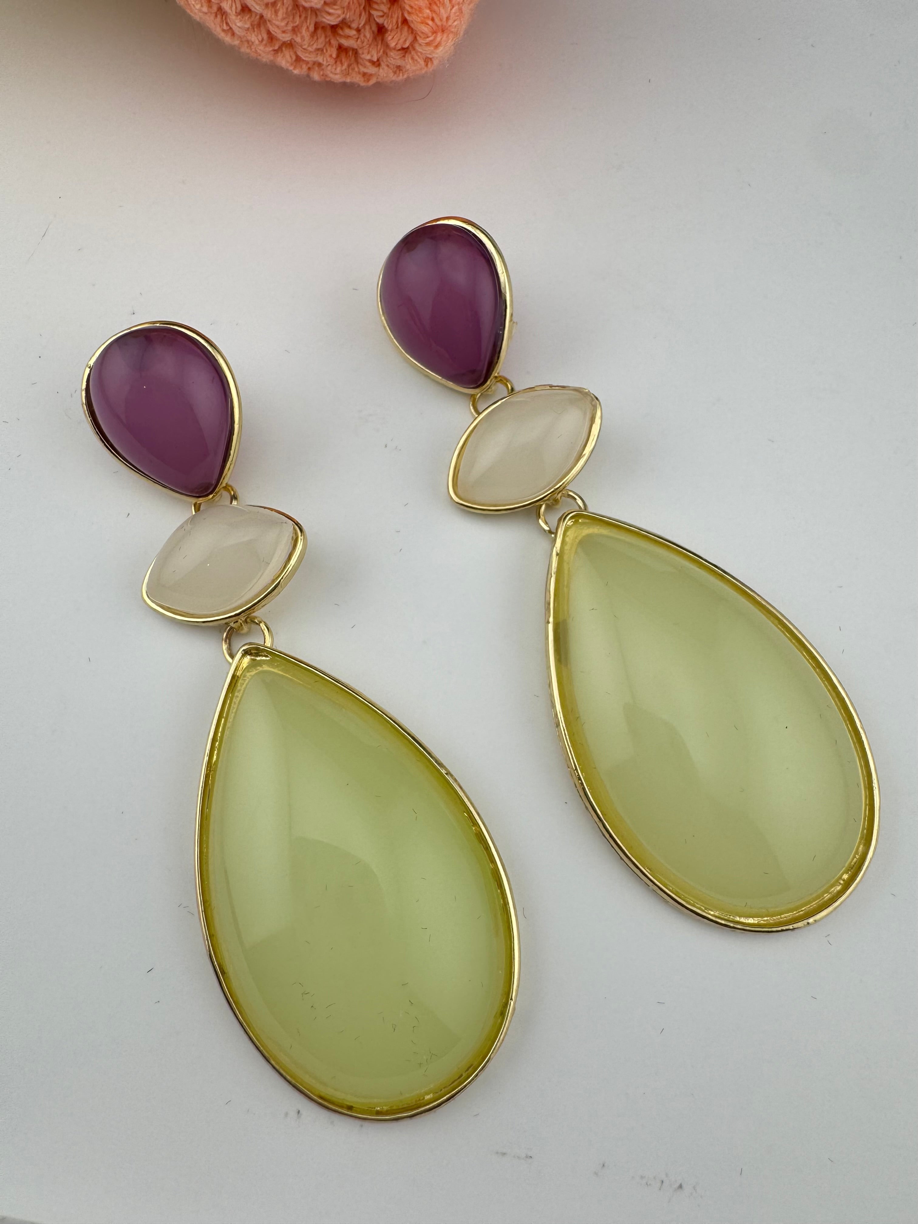Premium High Quality long drop earrings, lightweight Brass and Acrylic material Earrings for party wear/Bridesmaid gift