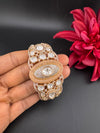 Moissanite Kundan, MOP, CZ Adjustable Bracelet Bangle, Gold Polish Designer Bangle