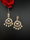 Gold and small pearls, Kundan, Cubic Zirconia Chandelier Chandbali Earrings, CZ, Designer jewelry