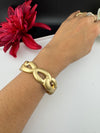 Brushed finished Gold Chunky Cuff Bracelet Bangle, Anti Tarnish, fits sizes upto 2.6"