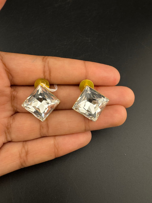 Swarovski inspired Crystals Square small stud earrings, Indian Jewelry