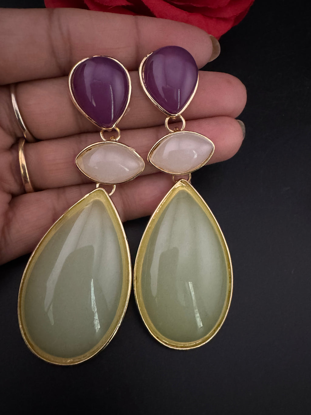 Premium High Quality long drop earrings, lightweight Brass and Acrylic material Earrings for party wear/Bridesmaid gift