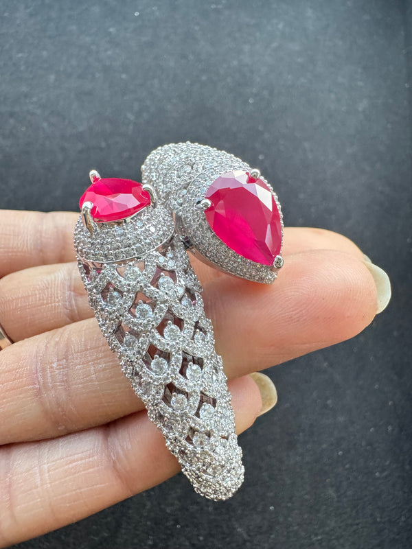 Openable Designer bracelet in American Diamonds, crystal stones, CZ, Fits size upto 2.6"