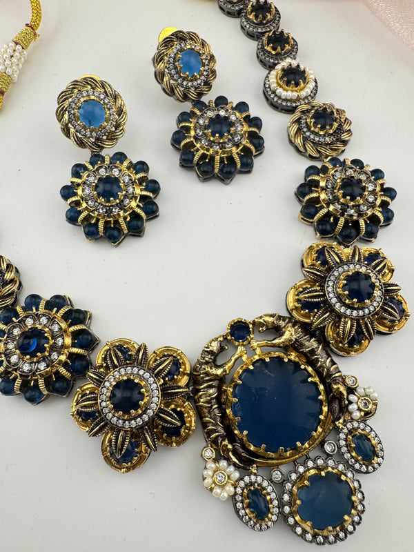 Pearl, CZ,Stones Sabyasachi inspired necklace set, Indian Bridal Jewelry set