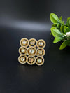 Moissanite Kundan Adjustable Square Finger Ring, Tyaani inspired