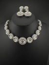 Premium American Diamond, Cubic Zirconia, Silver Polish, High Shine Sleek Necklace set with long earrings