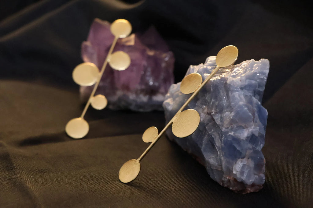 Matt Gold Long earrings in unique drop design