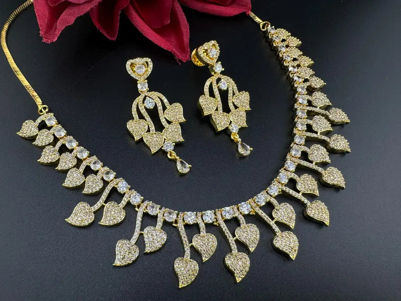 Premium Quality American Diamond, Cubic Zirconia Gold Necklace set