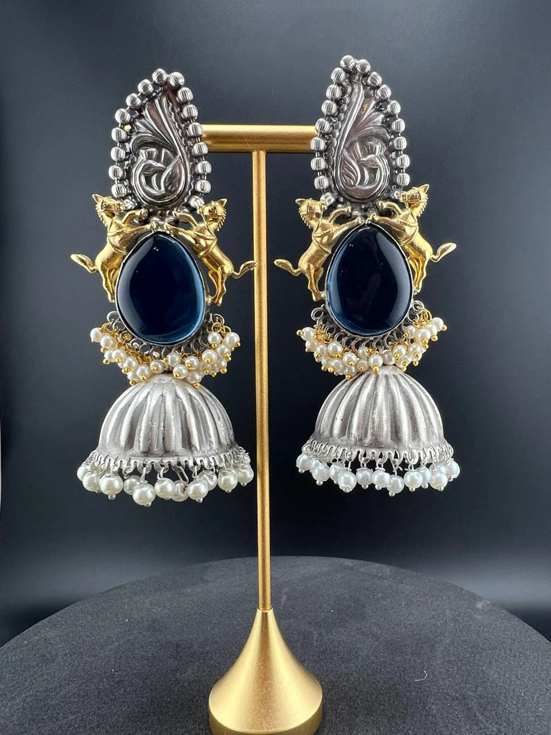 Oxidized German Silver Premium Long Jhumka