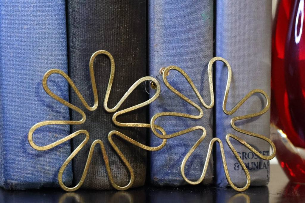 Matt Gold unique statement earrings in unique Flower design