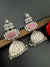 Oversized Oxidized German Silver Premium Jhumka earrings with Pink Monalisa stone