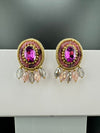 Beaded Crystal Purple Oval Big Studs Quirky earring/Handmade earrings