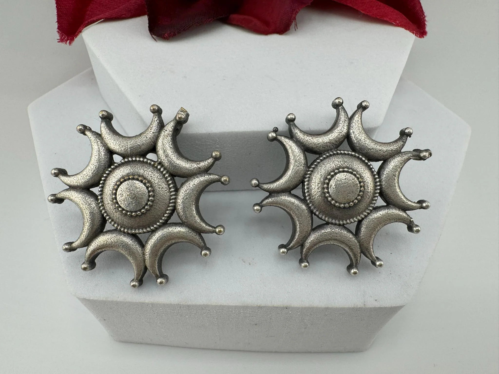 Moon Oxidized German silver Big Stud earrings
