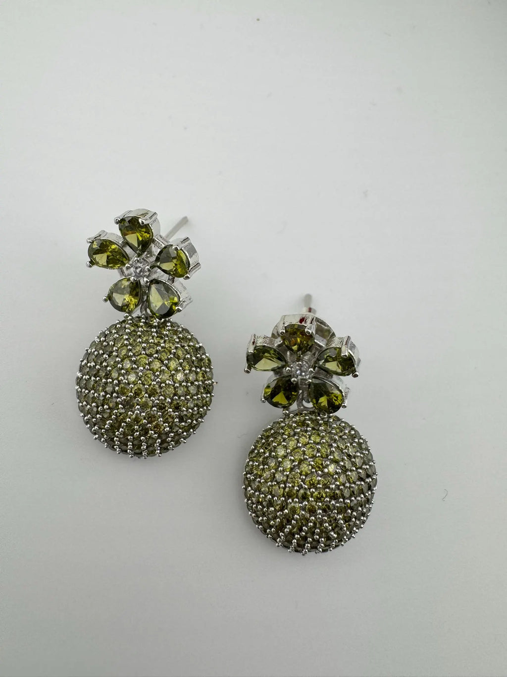Premium Light Green Drop Earrings in Nano setting Cubic Zirconia and Stones