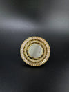 Monalisa stone, CZ Adjustable Finger Ring