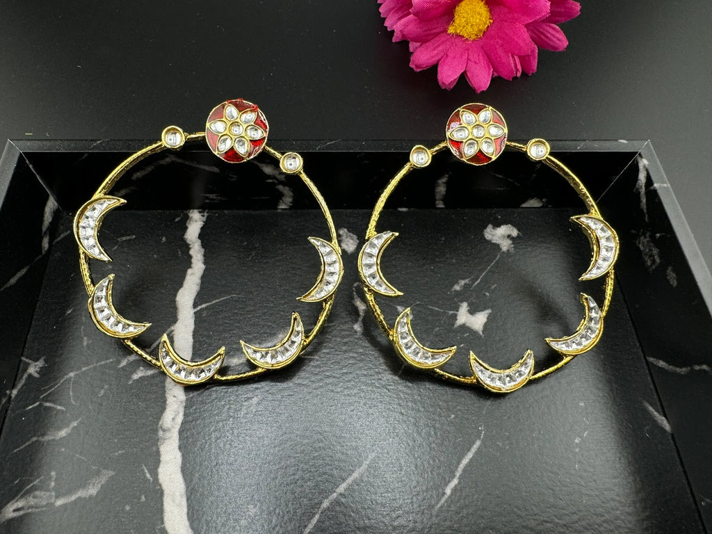 Sara inspired earring with Minakari and Kundan Big Hoop