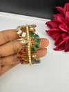 Kundan, CZ, colorful stones Bracelet Bangle, Gold Polish Bangle (Fits 2.6" Diameter)