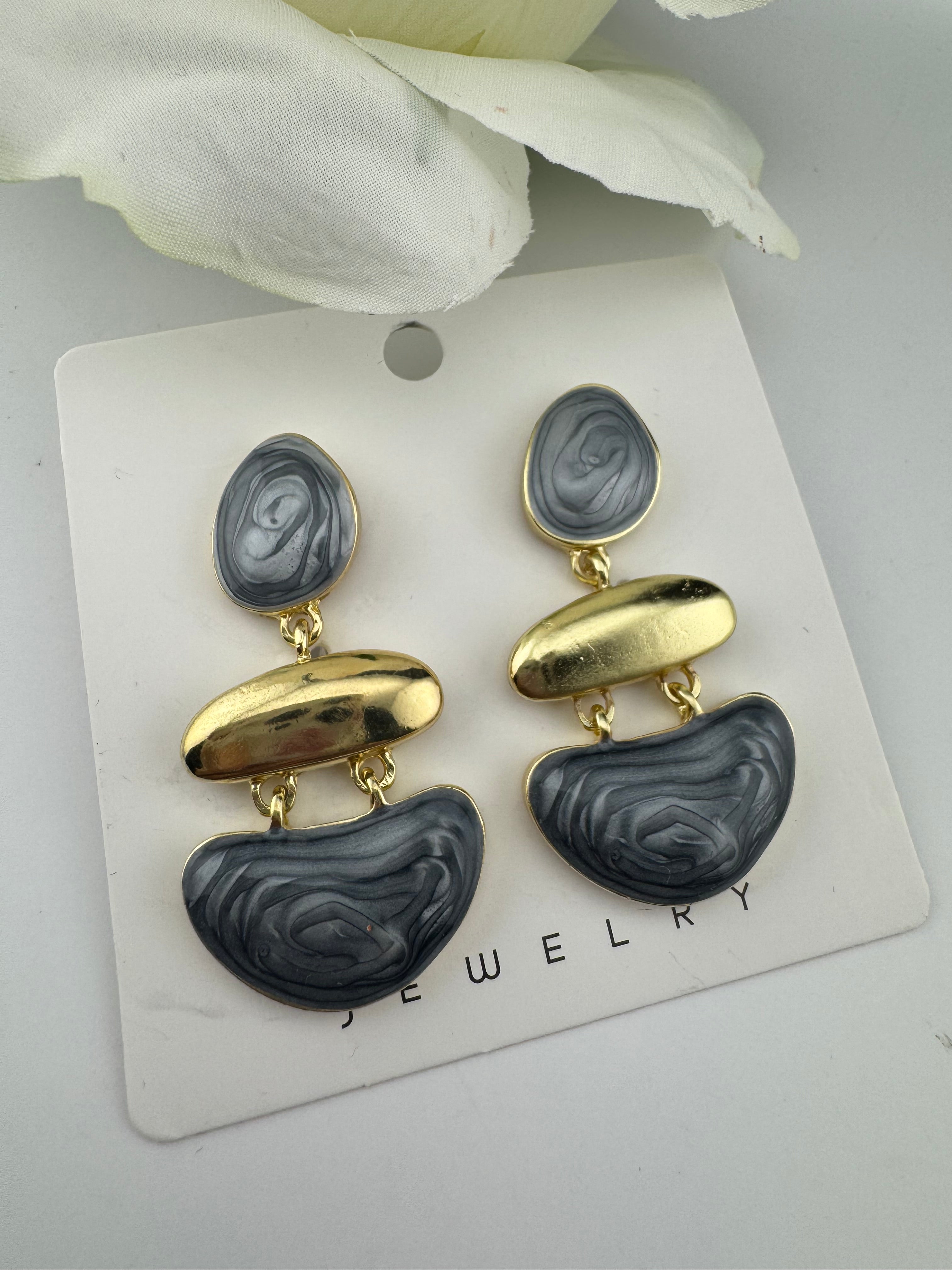 High Quality Premium Enamel and gold Designer Drop Earrings