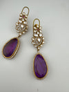 Kundan, CZ, Gold, Doublet Stone Chandelier Long Earrings, Bridal, Moissanite, CZ, Designer jewelry