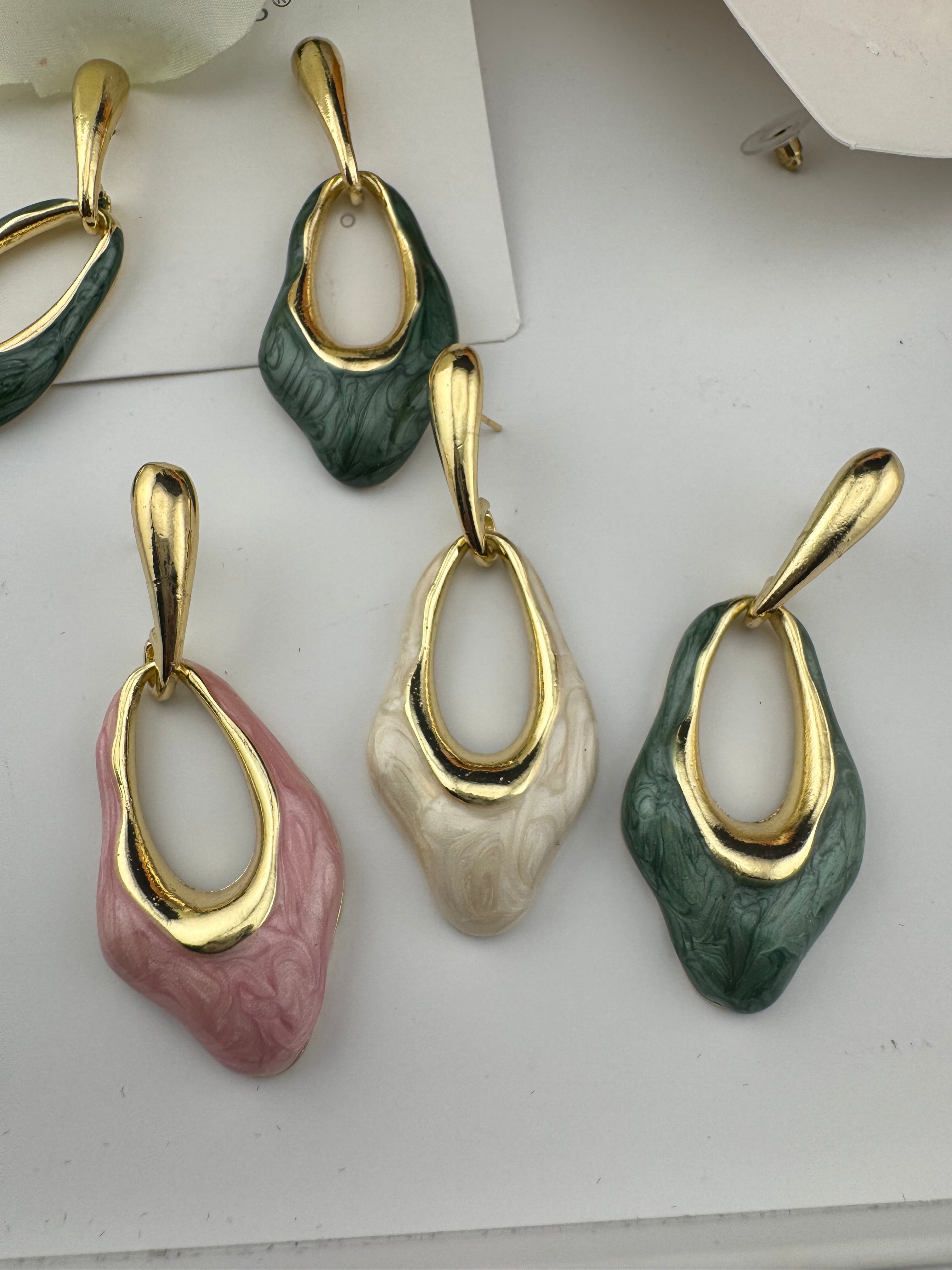 High Quality Premium Enamel and gold Designer Drop Earrings