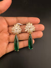 Cubic Zirconia, Diamond, Crystal stone, Gold Polish Designer inspired Dangle earrings, Indian Jewelry