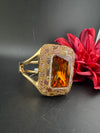 Turkish Jewelry, Crystal, CZ, Stones Oversized Cuff Bracelet Bangle, Gold Polish (Fits 2.6" Diameter)