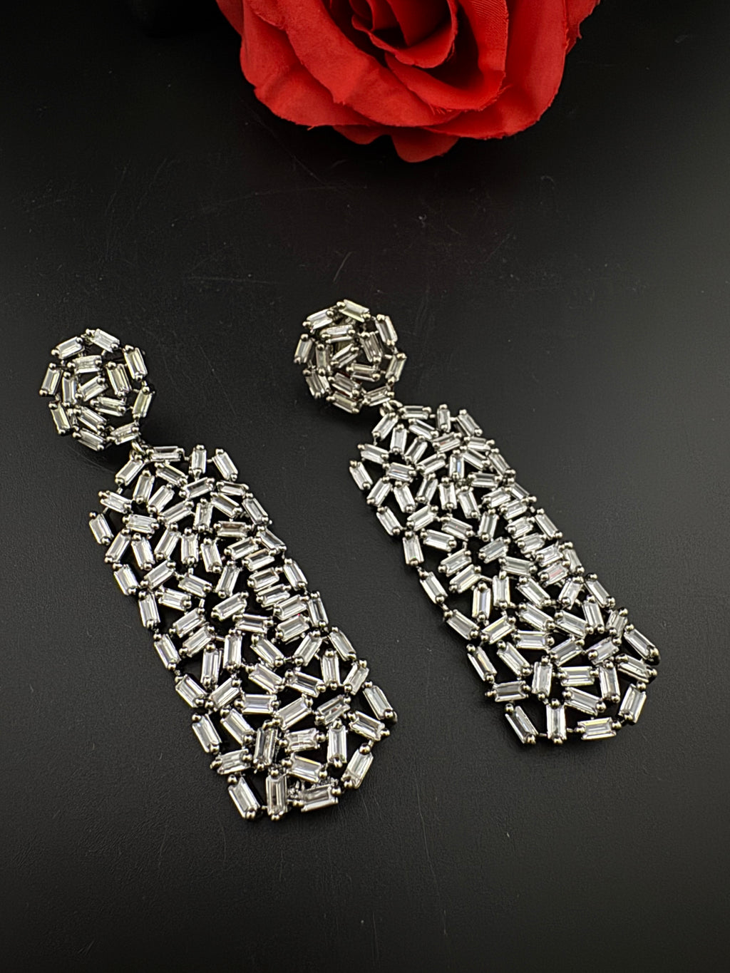 Premium Cubic Zirconia Chandelier Long earrings is designer Inspired, Statement Long earring, Bridal, Party, Wedding jewelry, Shiny