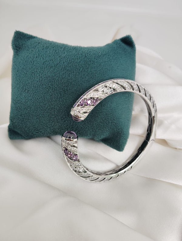 Openable Cuff bracelet with Stones, American Diamonds, crystal stones, CZ, Fits size upto 2.6"