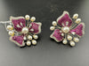 Pearls, Cubic Zirconia, Diamond nano setting flower stud earrings, Indian Jewelry
