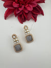 Gray and Gold Kundan, Stone Chandelier Drop Earrings, Bridal, Moissanite, CZ, Designer jewelry