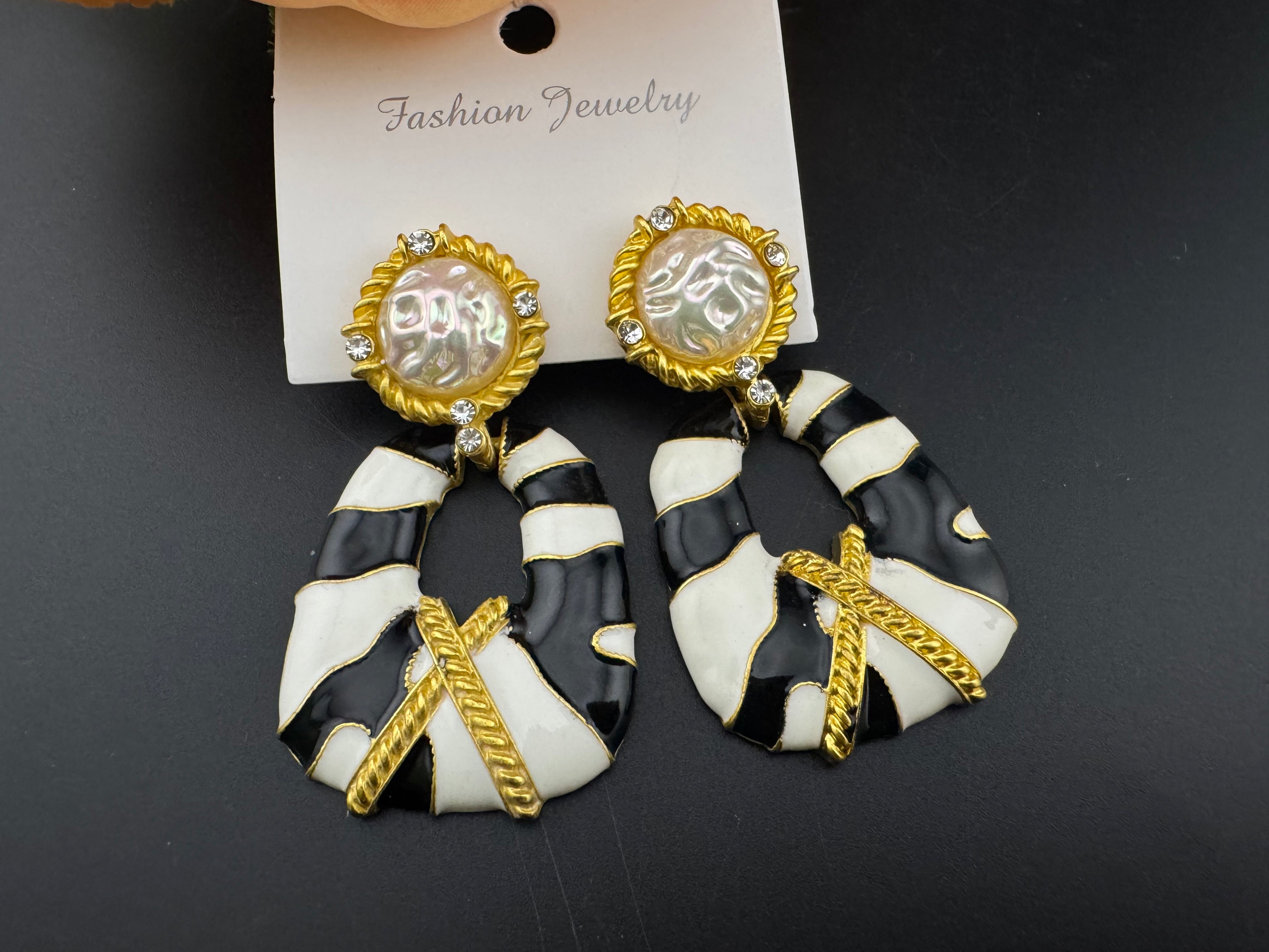 High Quality Premium Enamel and gold Designer Drop Earrings