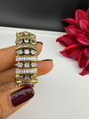 Moissanite Kundan, Crystal, CZ Adjustable Gold Polish Bracelet, Kids Bracelet fits 2.4"